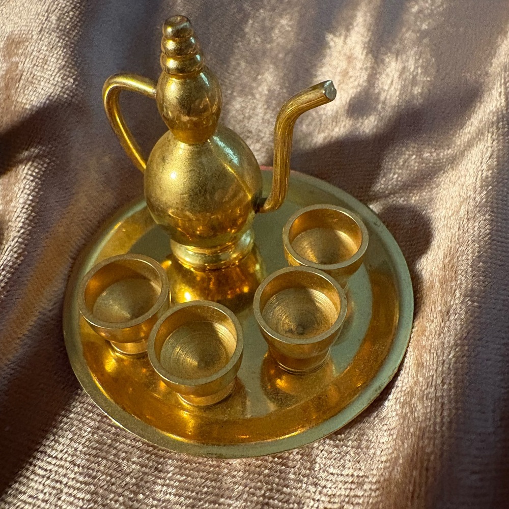 2 Miniature Tea Coffee Sets Metal Vintage - Picture 2 of 5